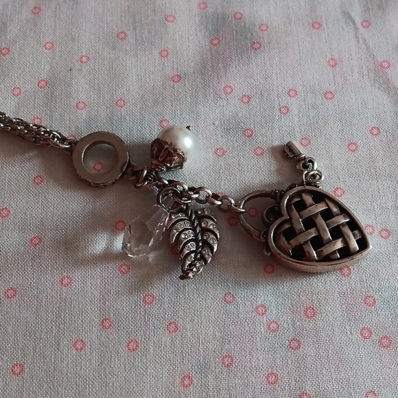 Brighton Long Silver Tone Double Chain Drop Charm Pendant Necklace - Picture 5 of 9